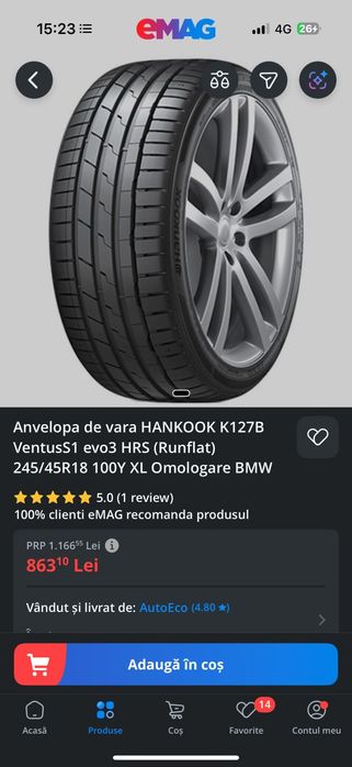 Anvelope de vara Runflat Hankook 245 45 R18