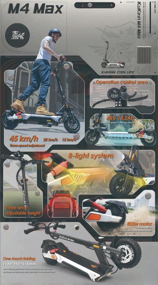 НОВО!! Електрическа Тротинетка KuKirin M4 Max 800W 48V/18AH
