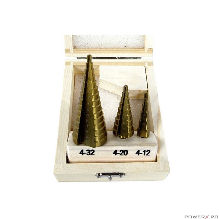 Set 3 burghie conice metal 4-32mm, silver, s0322