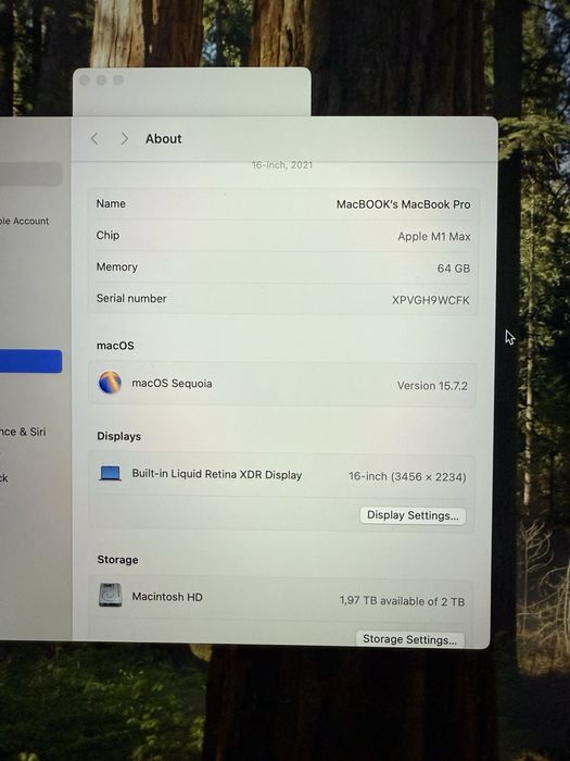 Macbook M1 Max 2 Terra Memory / 64Gb RAM