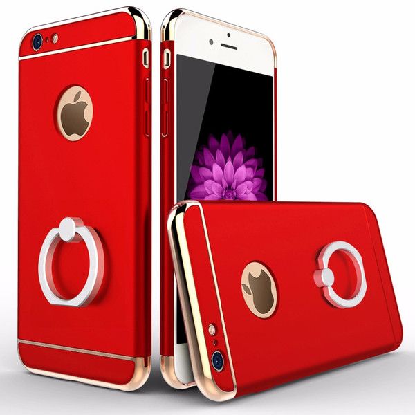 Husa Elegance Luxury 3 in 1 cu inel pentru Apple iPhone 8 Rosie