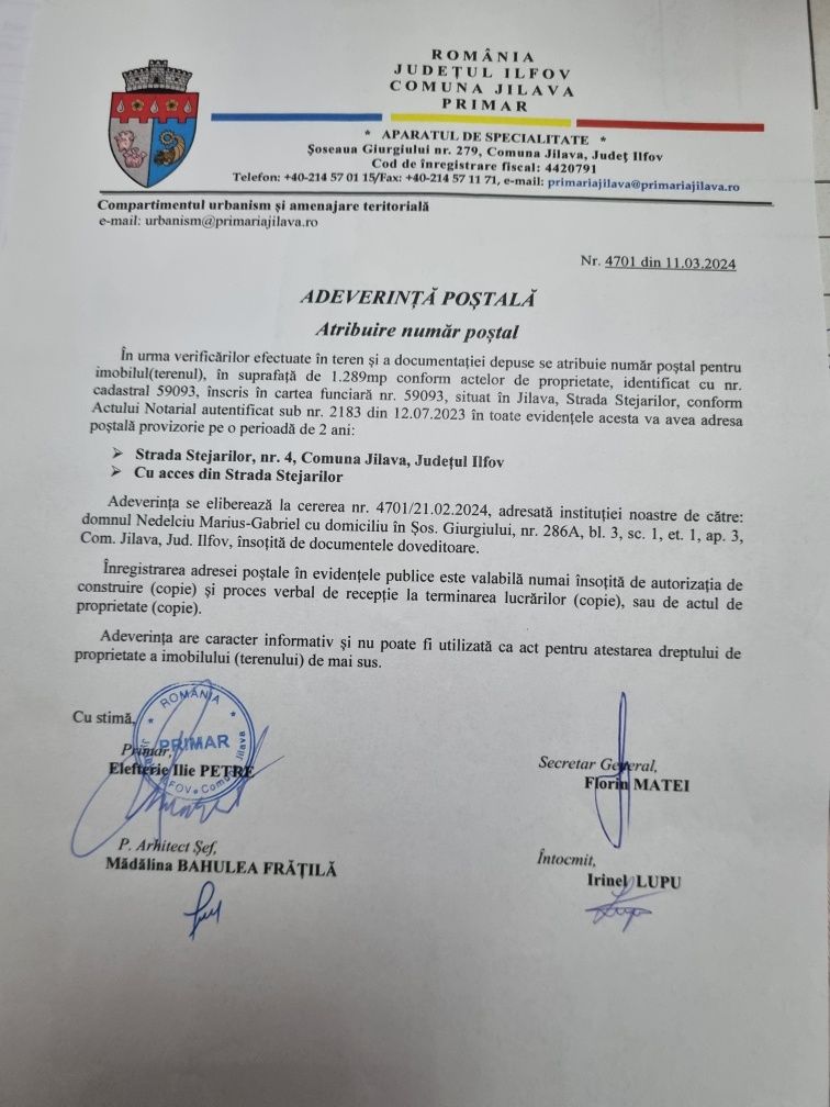 Teren intravilan Jilava Ilfov