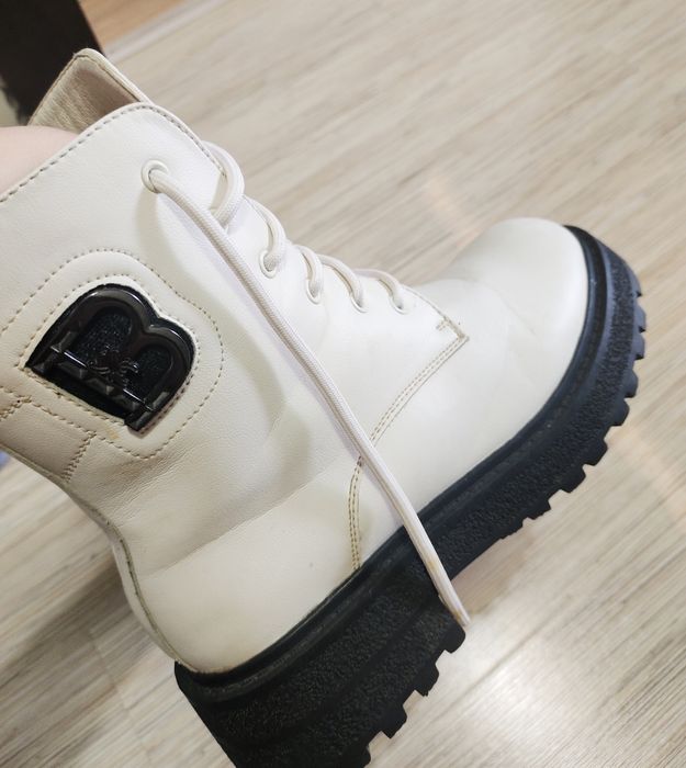 Сапоги женские белые бежевые