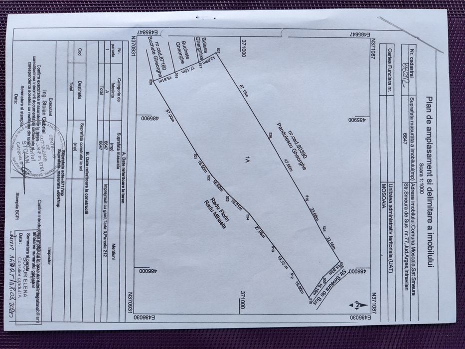 Teren intravilan 400mp Smeura Mosoaia toate utilitățile la asfalt