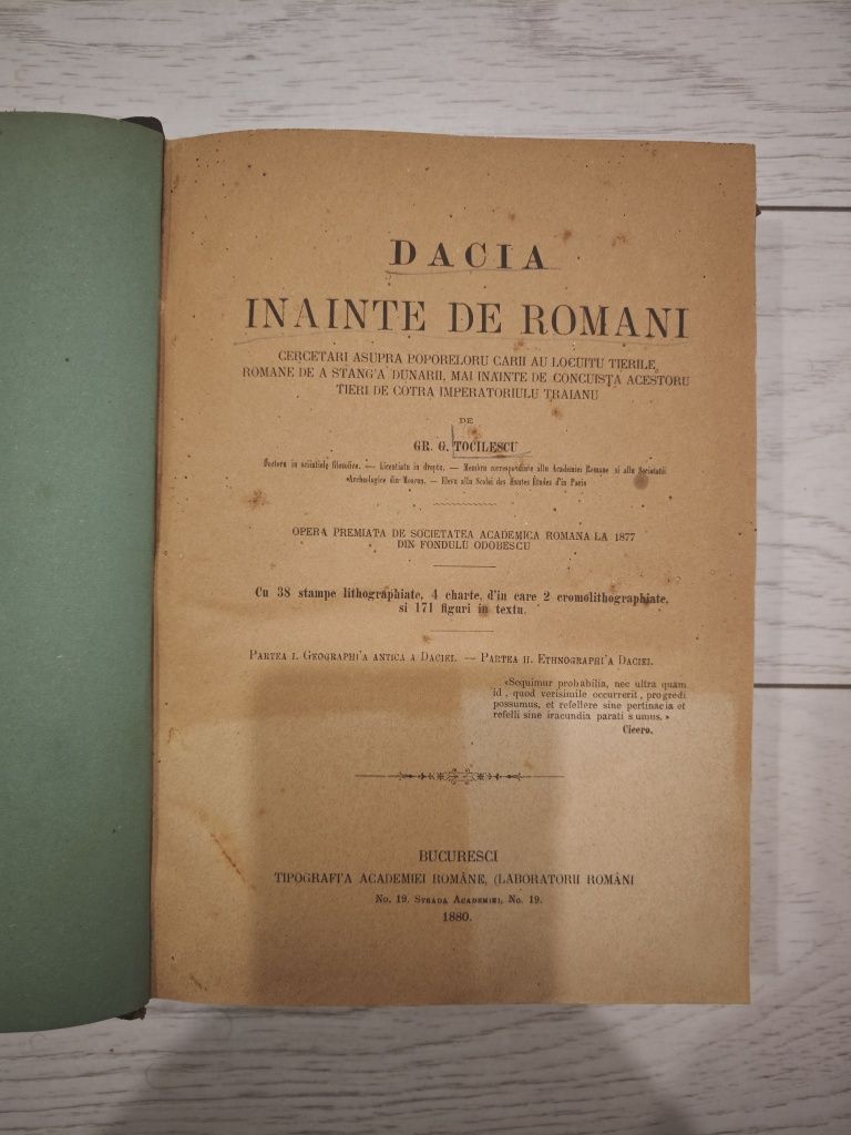 Dacia înainte de romani, Tocilescu, 1880, Raritate