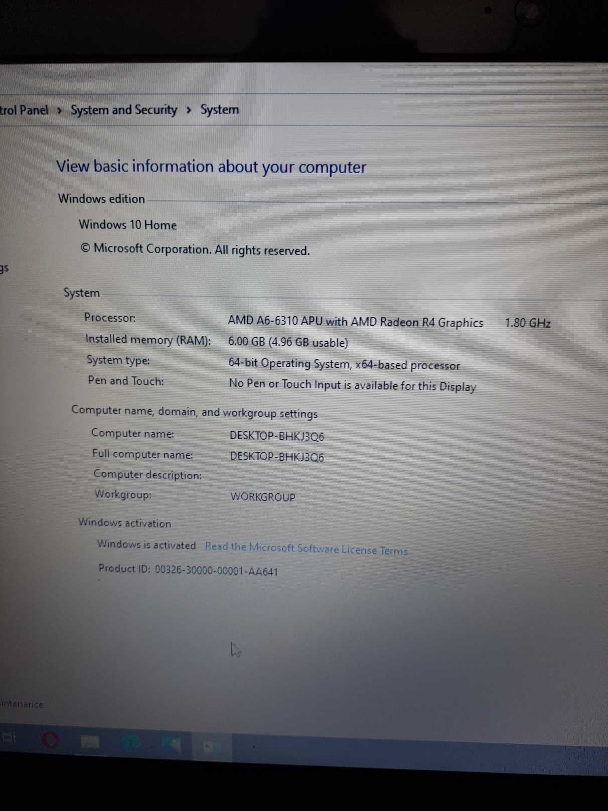 Laptop Lenovo g50-45 6gb ram cpu A6 ssd nou