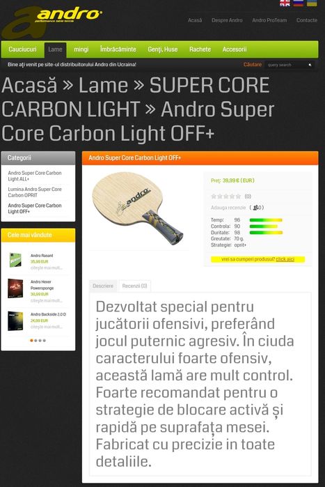 Vând palete tenis de masa