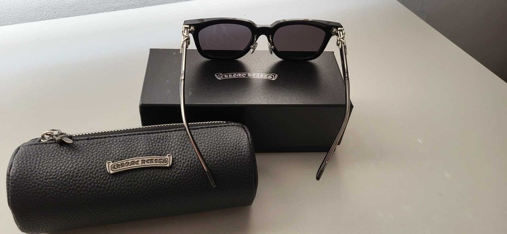 Ochelari de soare Bărbați Chrome Hearts CH8127 negrii +cutie+toc piele