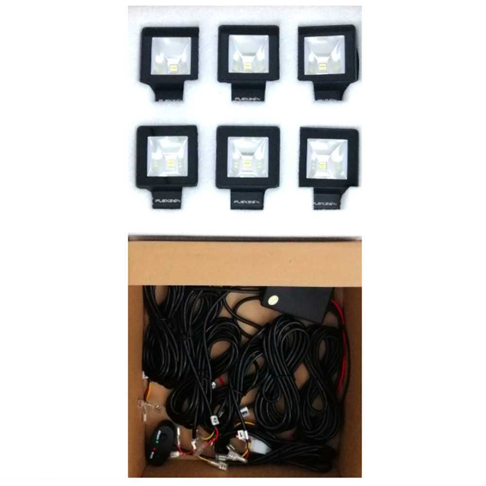 LED халоген лампи с окабеляване 12-24V,Flood и DRL бяла светлина,6броя