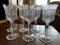 Vand set de 6 pahare vintage, de cristal, cu model clasic