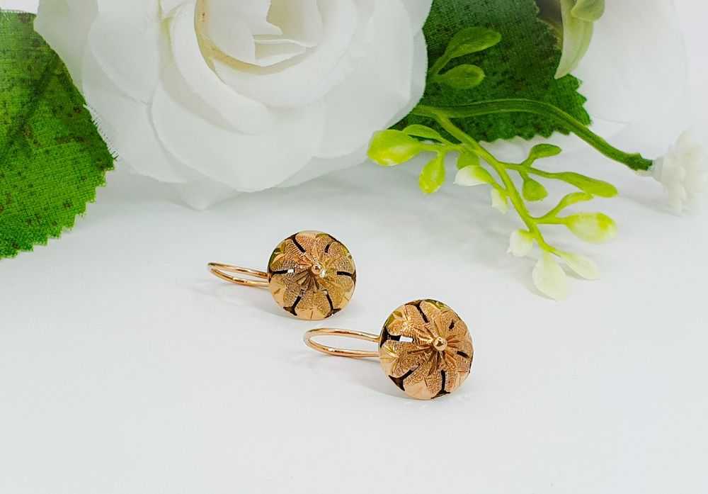 Cercei lucrați manual din aur galben de 14K gramaj 2,46 g