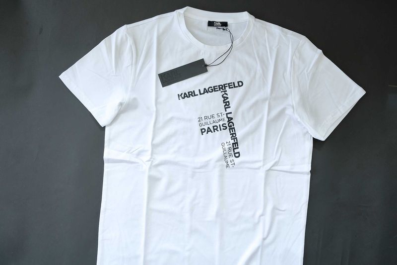 Промо KARL LAGERFELD-L и XL-Оригинална бяла еластична мъжка тениска