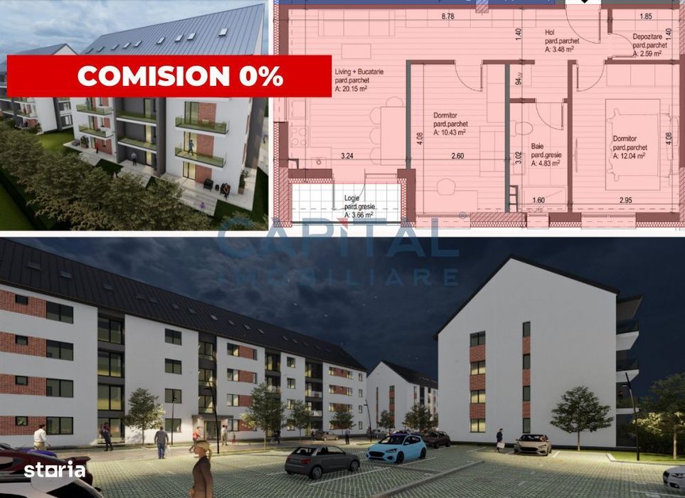 Apartament de vanzare, 3 camere, etaj 1, bloc nou, comision 0%