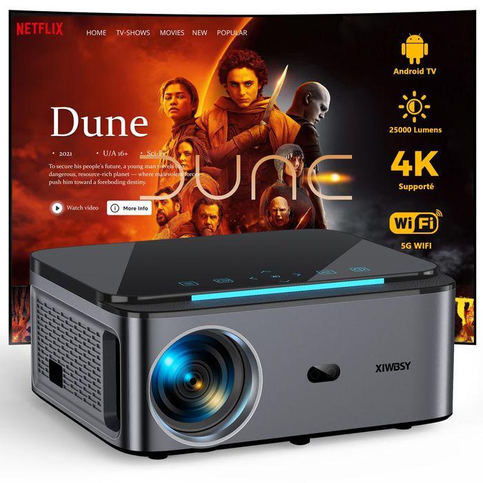 Професионален Интелигентен проектор с Android WiFi Bluetooth,5G 25000л