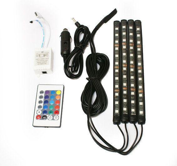 LED RGB Ленти за кола-4 Броя с дистанционно Интериорно Осветление