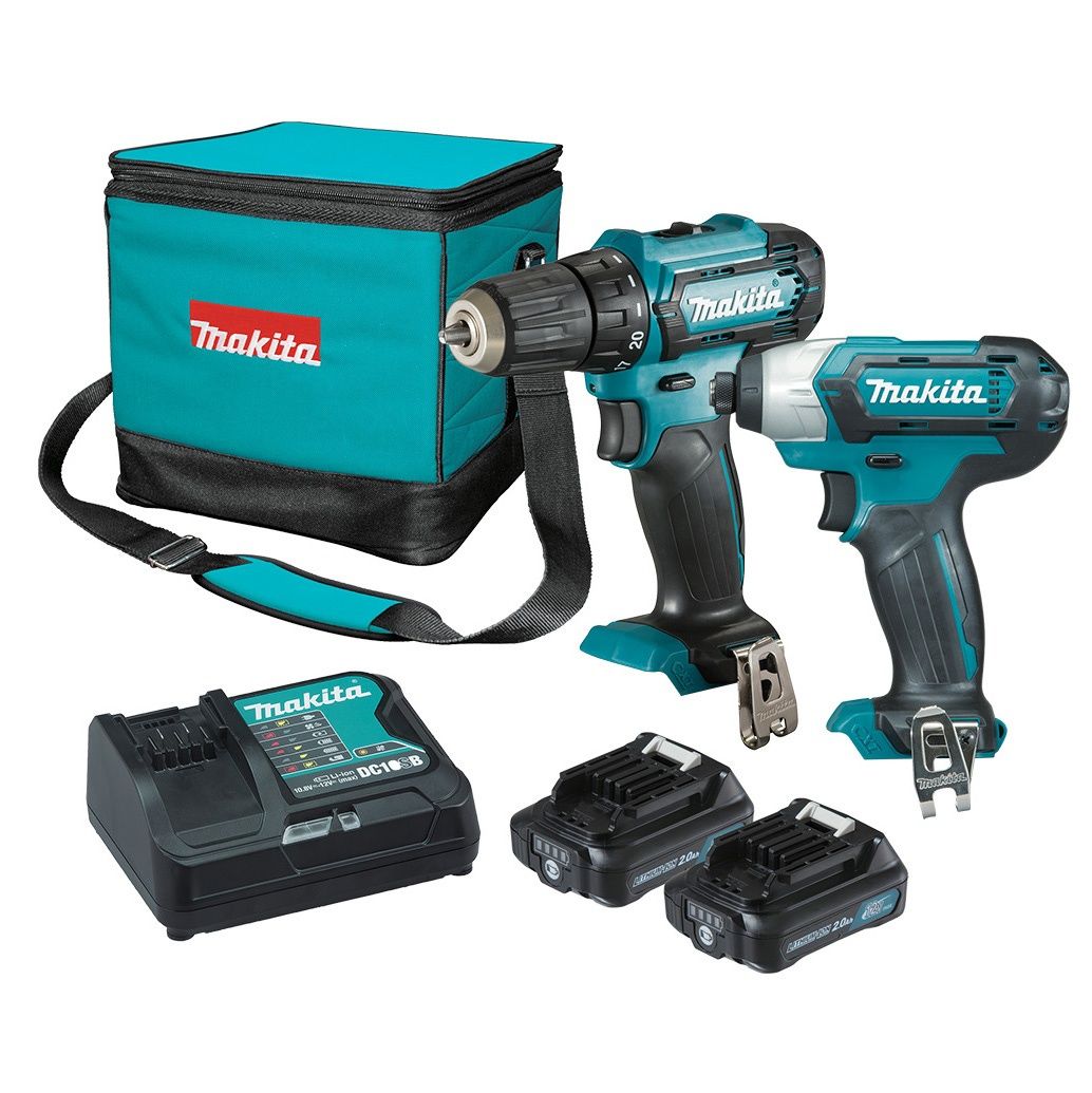 Set scule electrice, Makita CLX224SA, cu 2 acumulatori, 12 V, 2 Ah