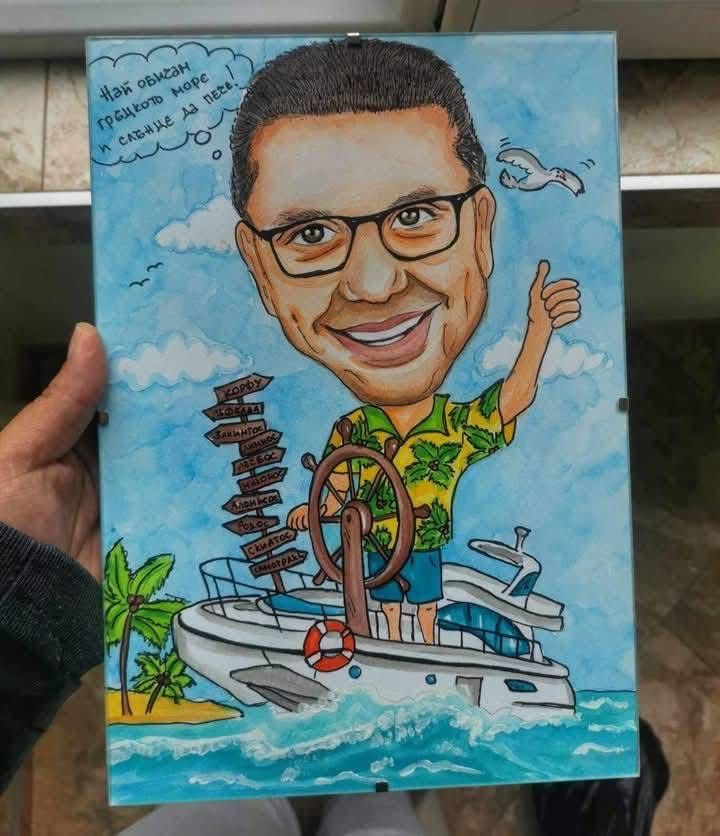 Карикатура, шарж по снимка
