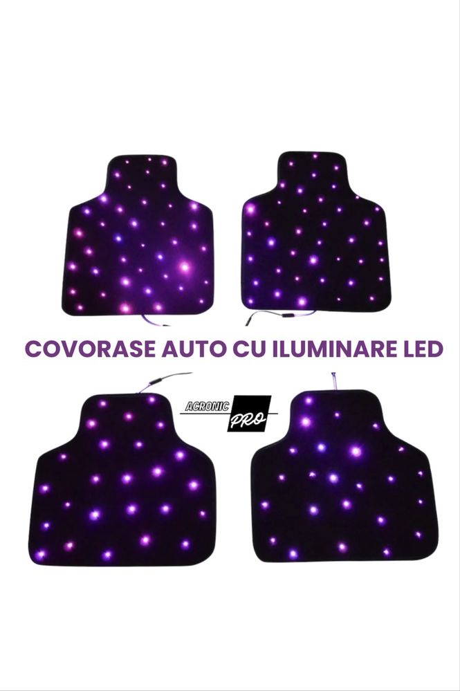 Set 4 Covorase auto Led, rezistente la apa, Bluetooth, LUX si ELEGANTA