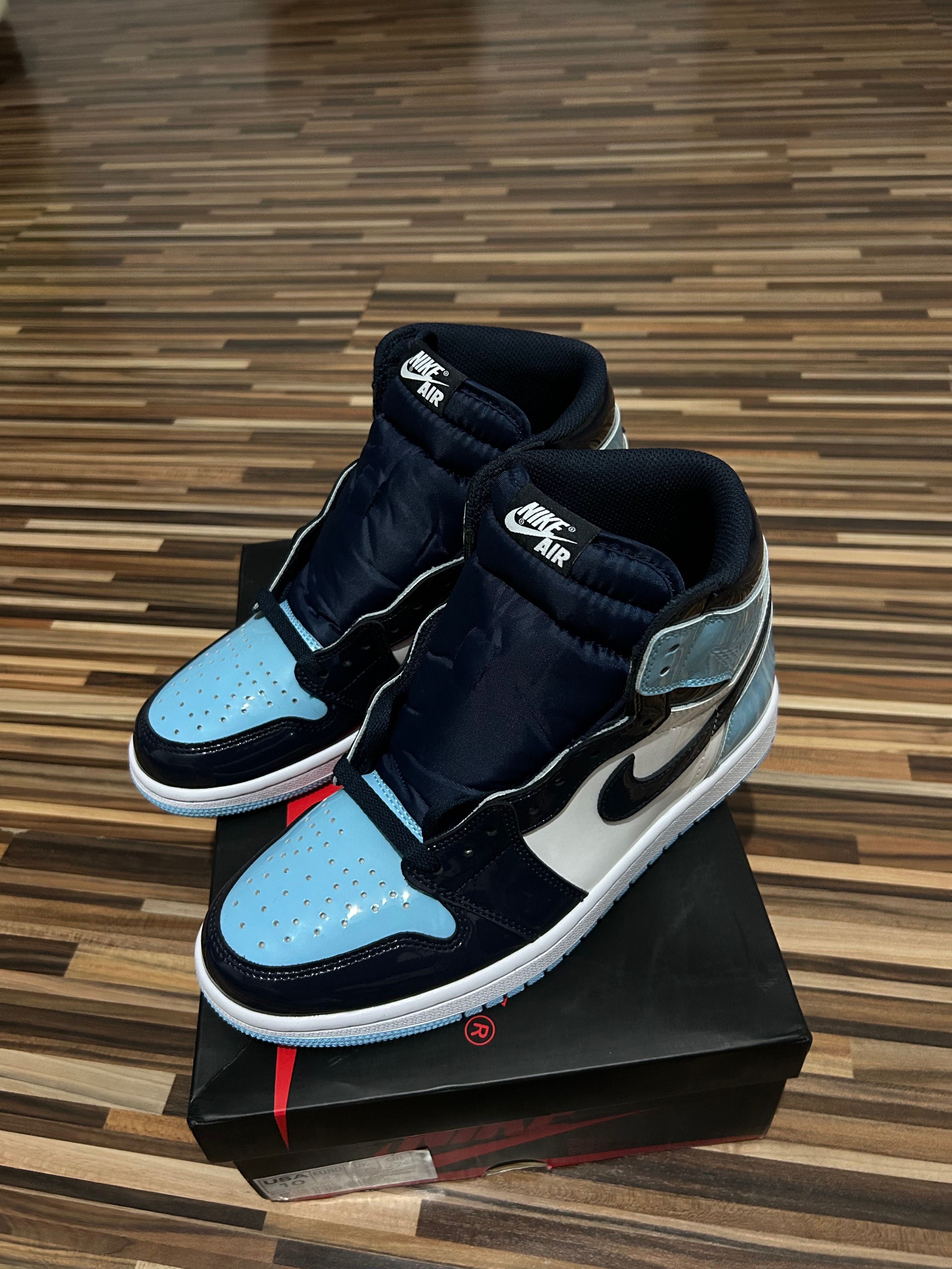 Air Jordan 1 High OG Blue Chill "UNC Patent Leather"