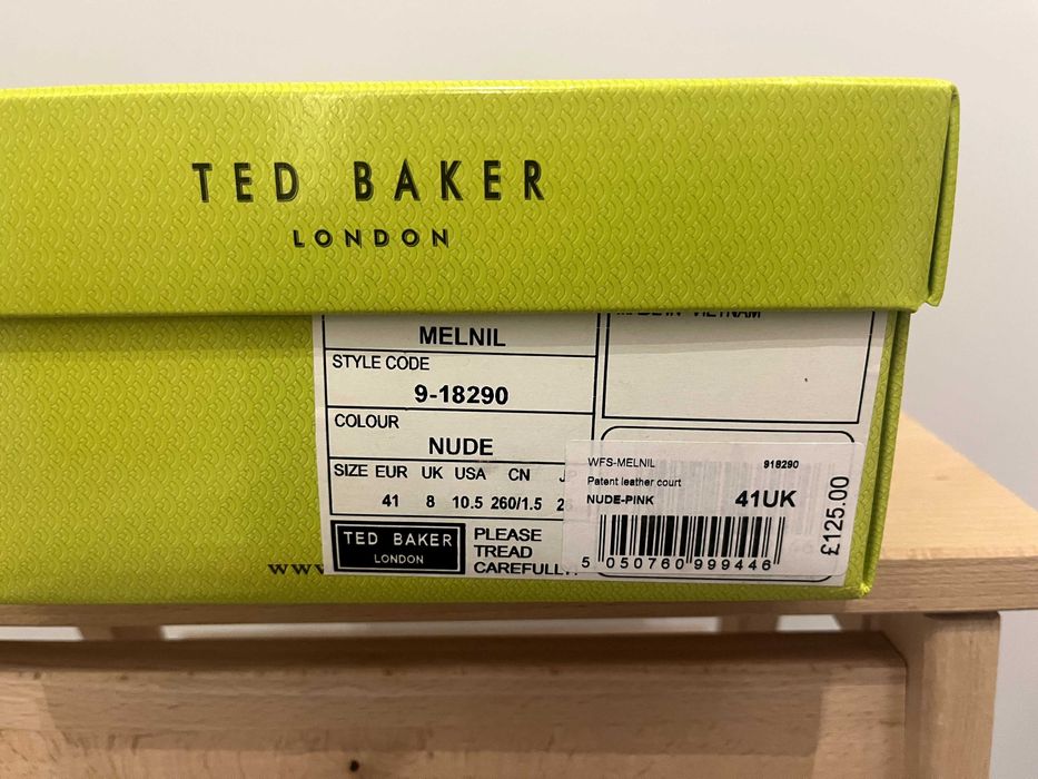 Дамски обувки на ток естествена лачена кожа nude Ted Baker