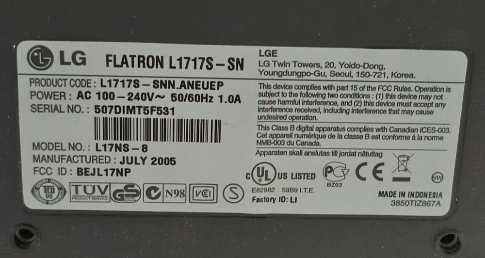 Monitor LG Flatron 17 inch