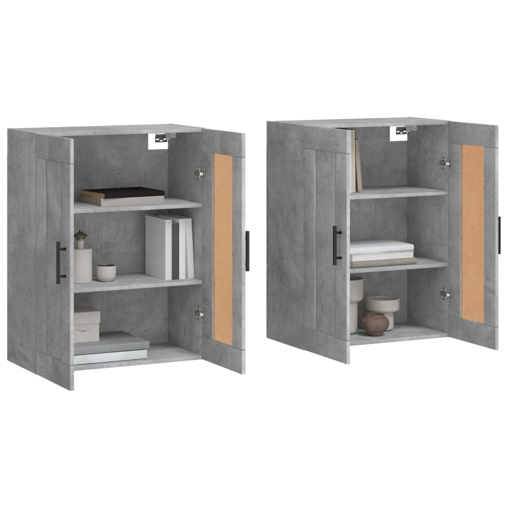 vidaXL Стенни шкафове, 2 бр, бетонно сиви, инженерно дърво 3198045
