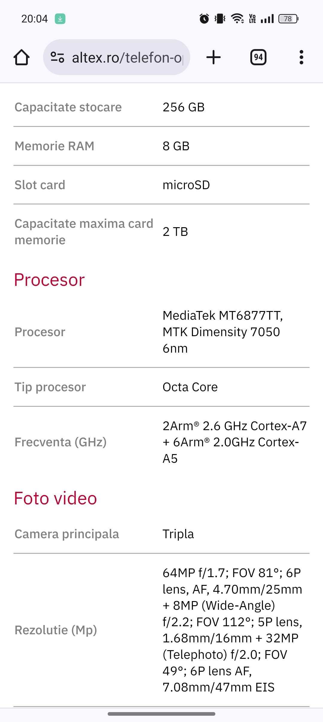 Oppo Reno 10 5G, Silvery Grey, 8Gb/256 Gb