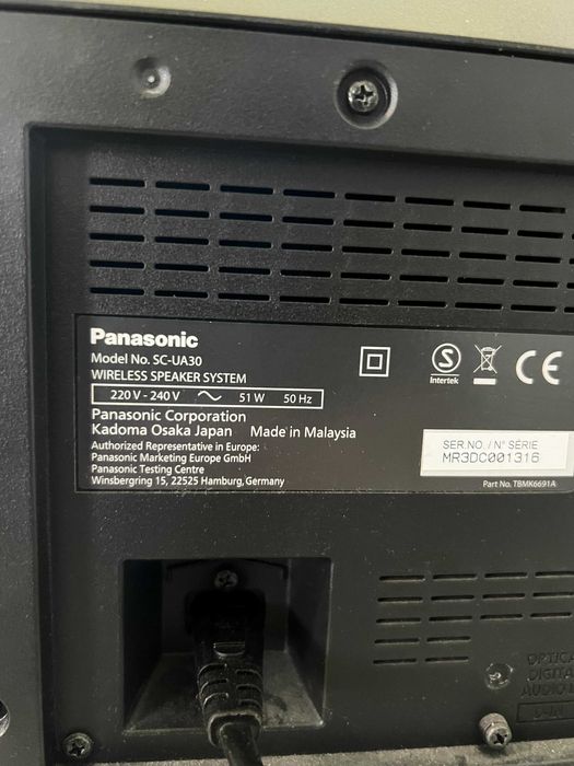 Sistem audio Panasonic SC-UA30E-K, 300W RMS, Bluetooth, Negru