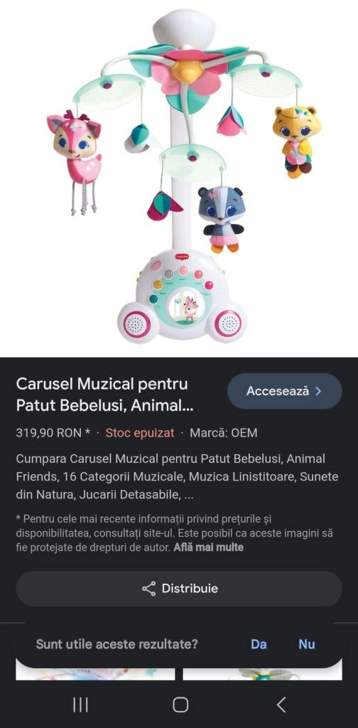 Carusel muzical bebeluși