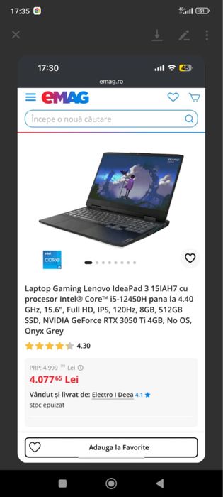 Laptop Gaming Lenovo IdeaPad 3 15IAH17