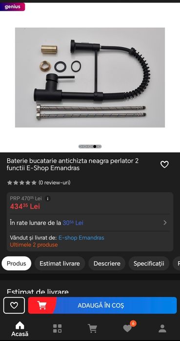 Baterie bucatarie profesionala, cu dus, 2 functii - Nou Nouta