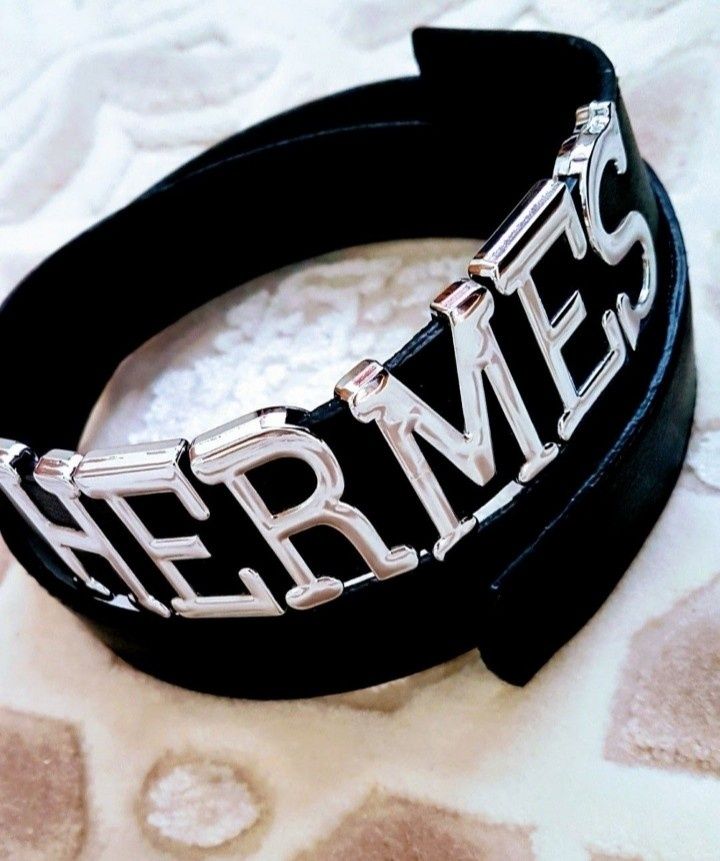 Curea Hermes new model, logo metalic argintiu