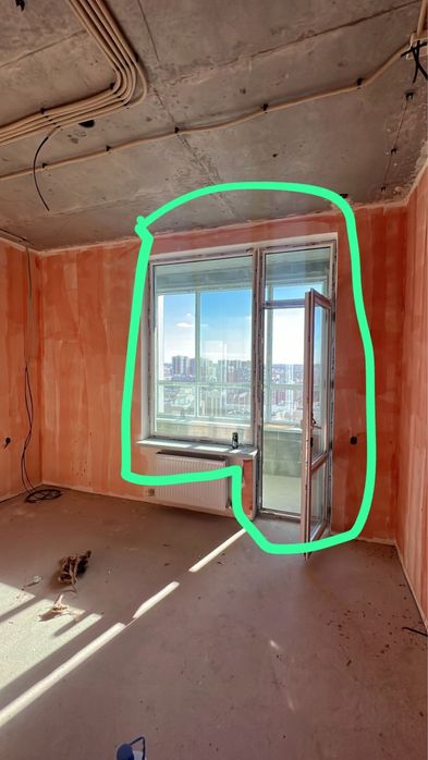Продам окно с дверью  б/у