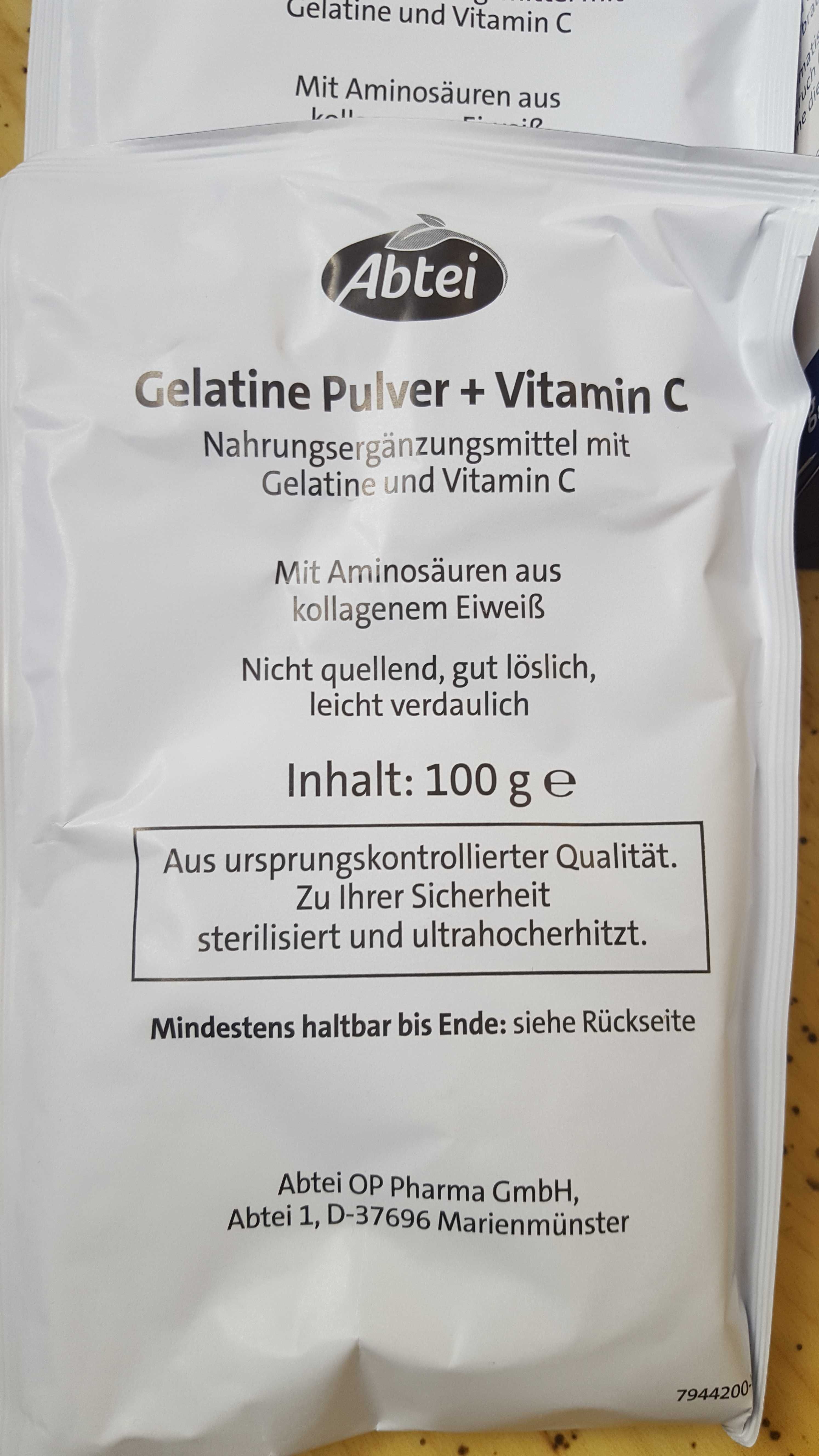 Желатин на прах Abtei Gelatin Powder + Vitamin C (40 порции), 400гр