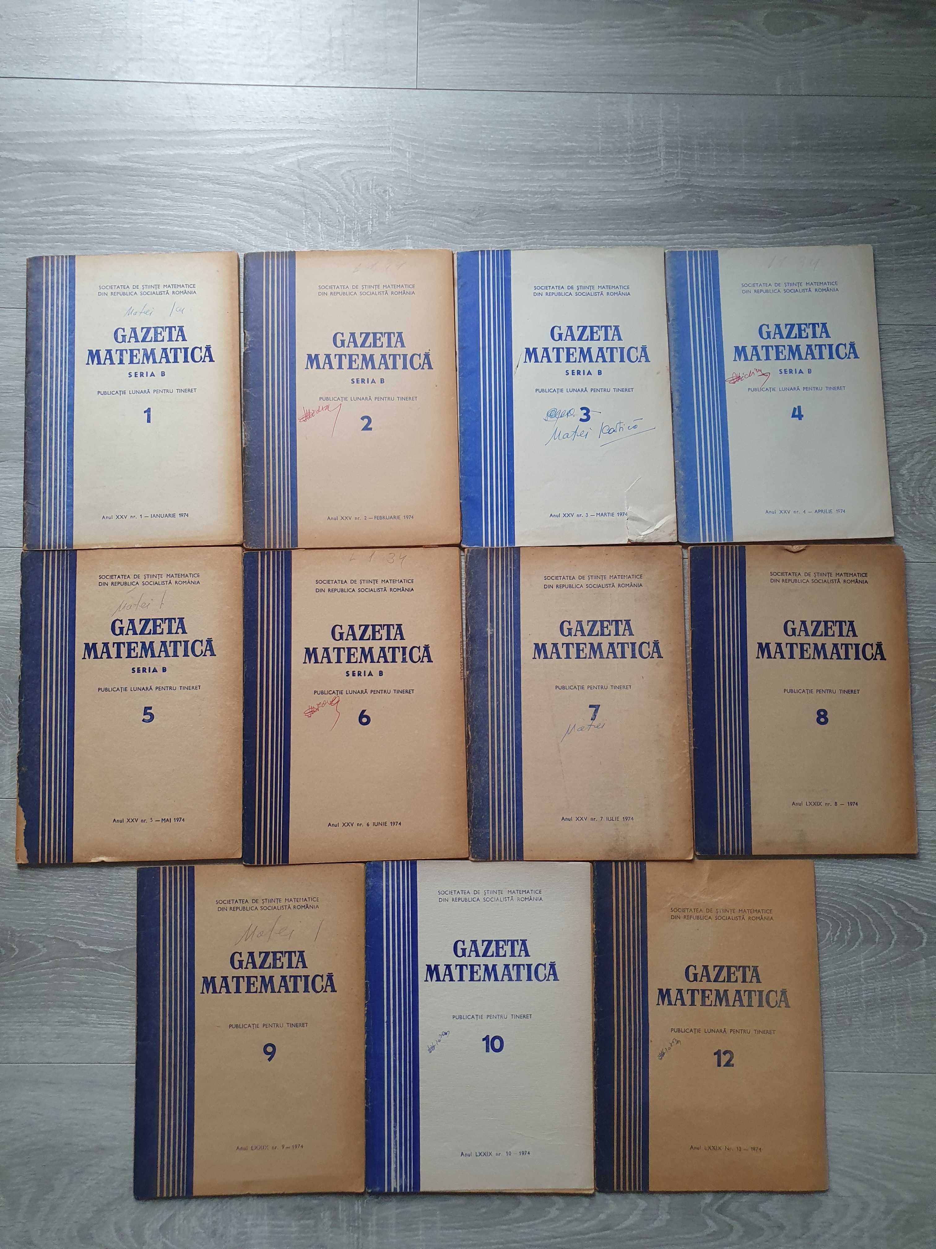 GAZETA MATEMATICA  1974 Nr. 1, 2, 3, 4, 5, 6, 7, 8, 9, 10, 12)