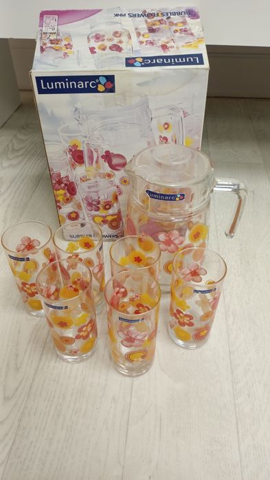 Графин от  Luminarc + 6 шт фужер, Лето для сока и воды,