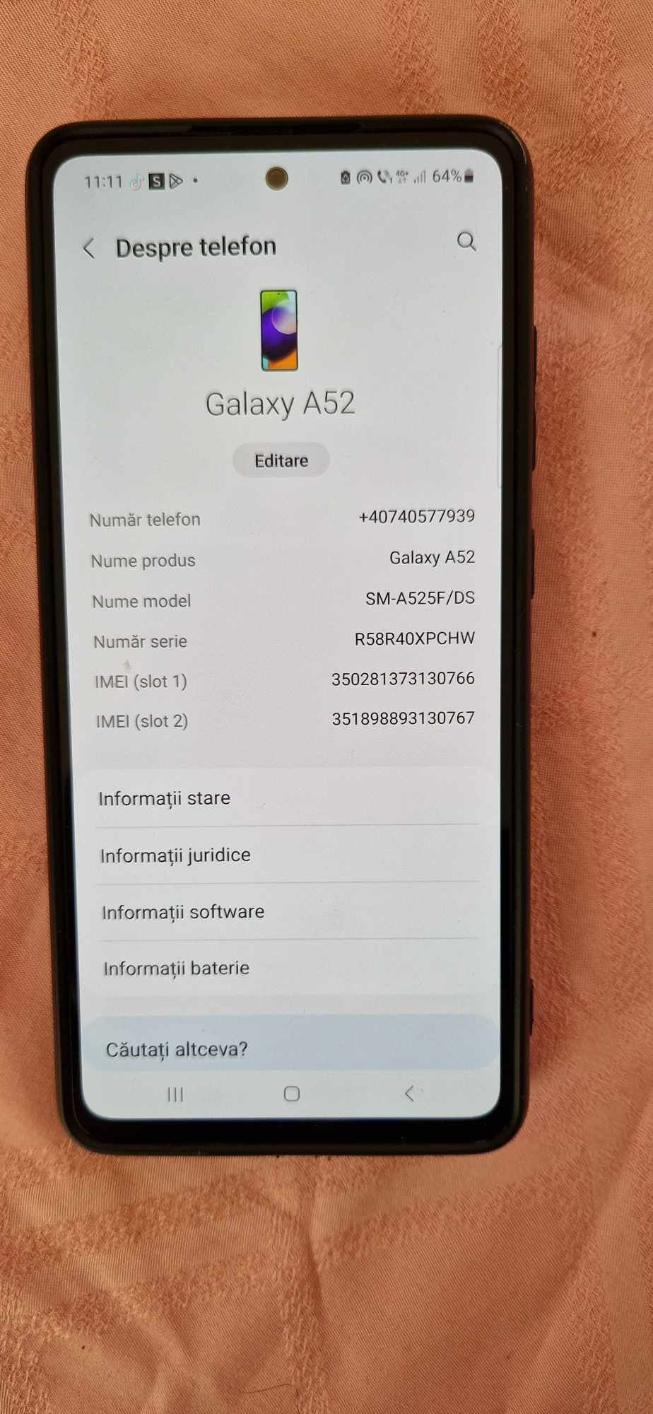 Vând telefon Samsung galaxi A52 ultra