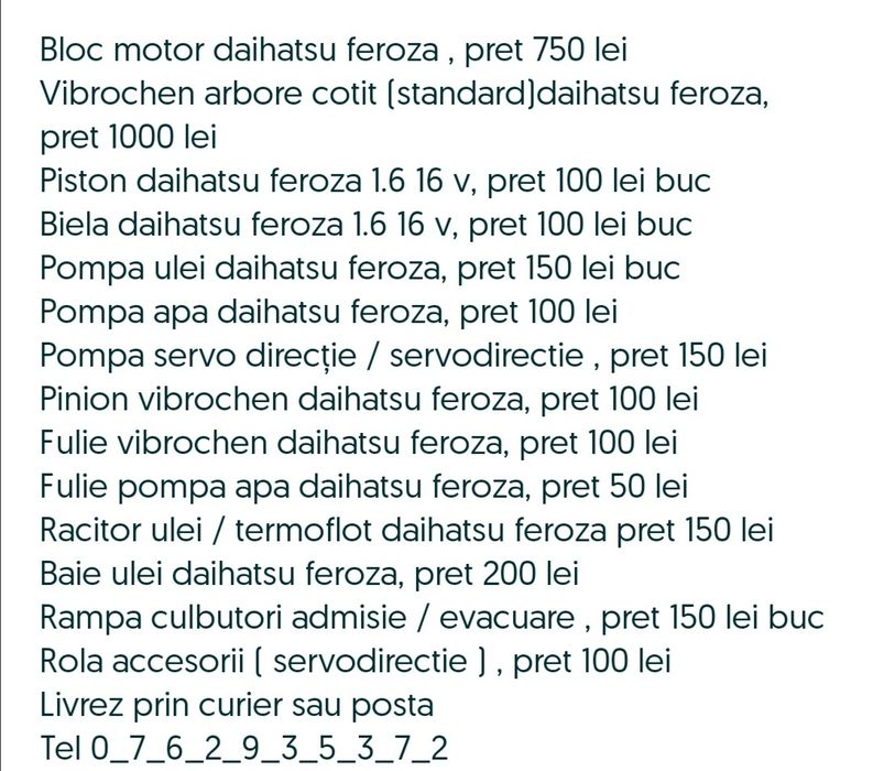 Vibrochen arbore cotit daihatsu feroza 1.6i 16v model 1989-1998