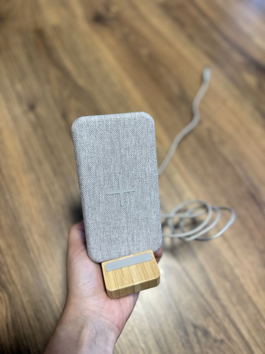 Incarcator wireless - charging pad bamboo and textile