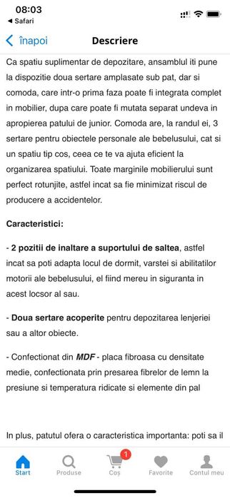Patut Bebe Convertibil 3 in 1 din MDF,transformabil pat copil,saltea