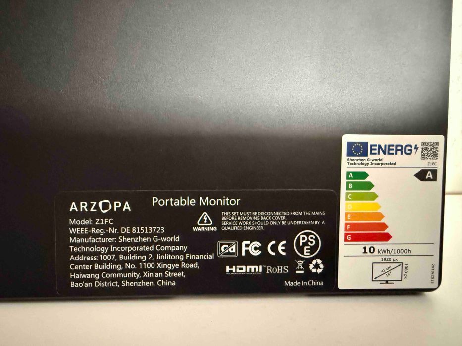 Arzopa Z1FC 16" inch 144Hz Преносим Монитор