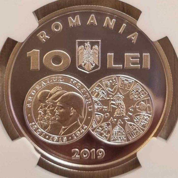 Moneda BNR 10 lei argint eliberarea Ardealului gradata NGC PF 69