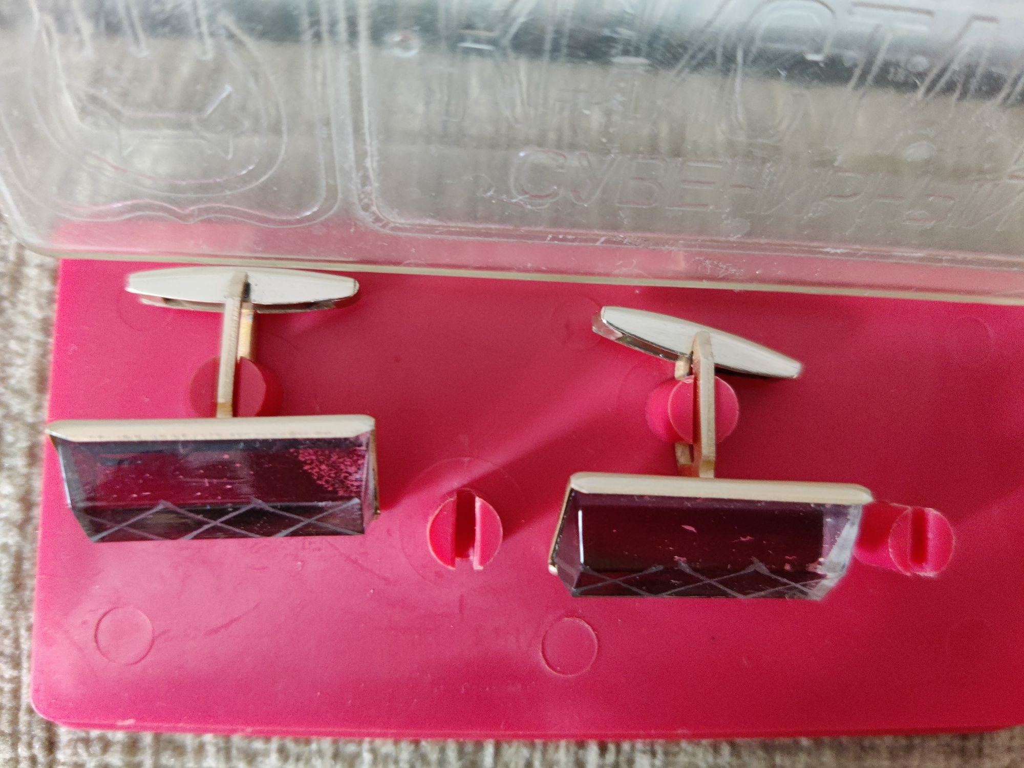 Мужские запонки винтажные СССР "Кристалл" сувенирный набор в коробке