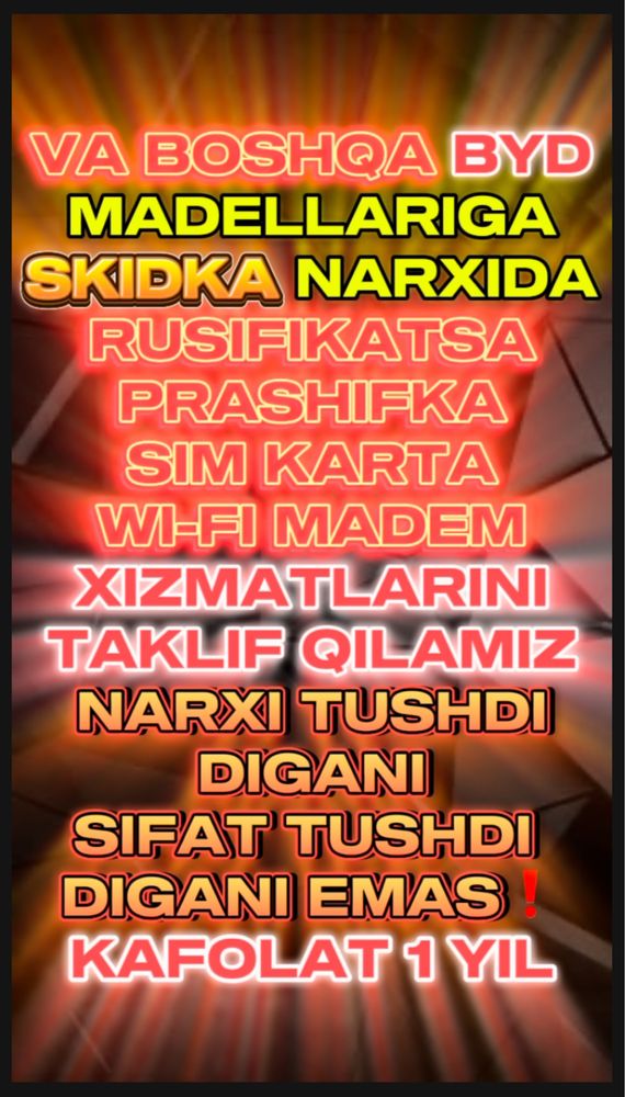 Byd madellariga prashifka rusifikatsa simkarta wi-fi madem skidka narx