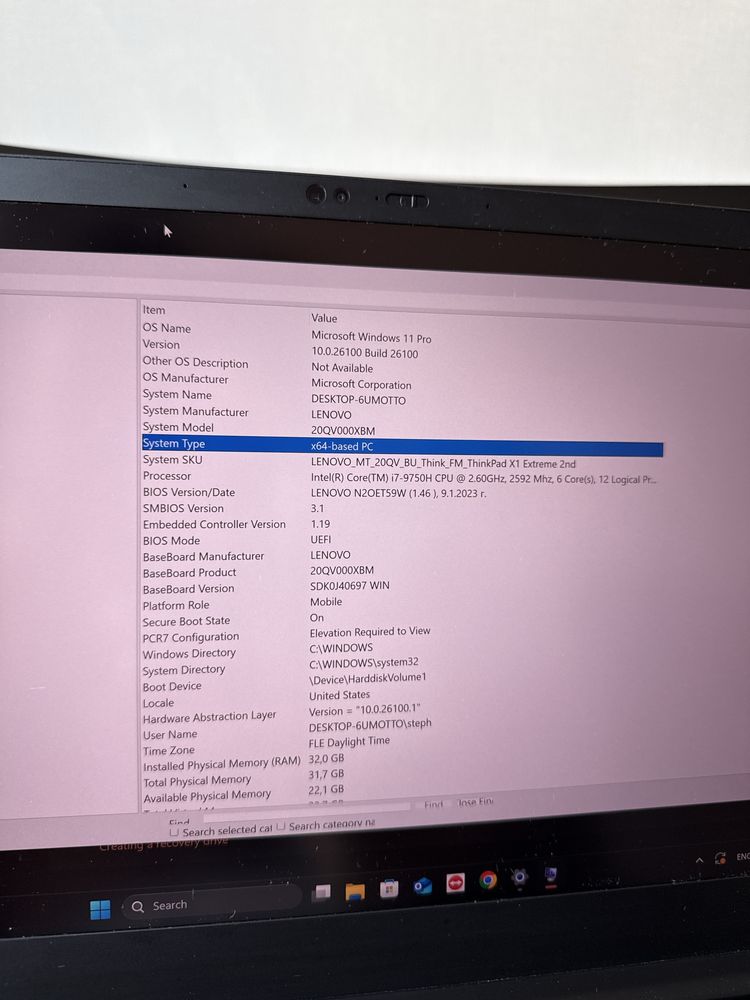 Lenovo ThinkPad X1 Extreme Gen 2 – i7 / 32GB RAM / Windows 11 Pro
