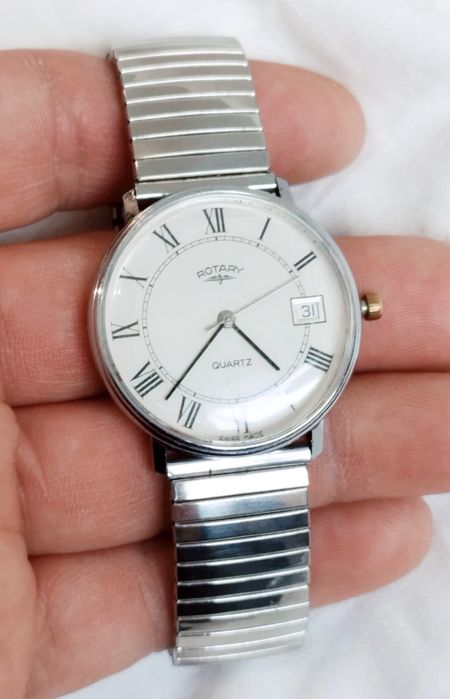 Ceas de damă Rotary cu quartz, din otel inoxidabil.