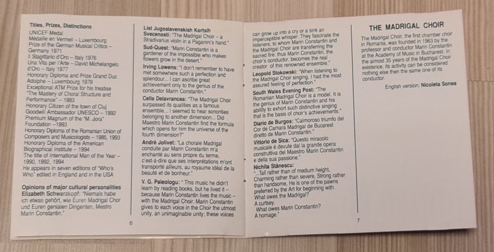 Corul Madrigal,Melodii de Crăciun,Dirijor Marin Constantin