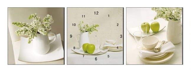 Модульная картина с часами. Удобный и красивый элемент интерьера.