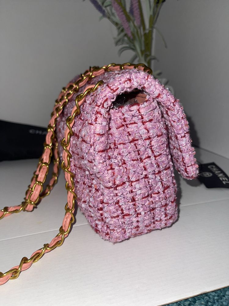Цикламена лилава розова чанта Шанел Chanel Маркова сериен номер