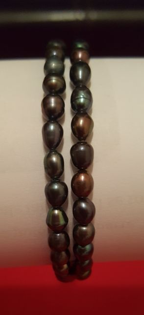 Set Colier si cercei perle de cultura verzi-mov-maron